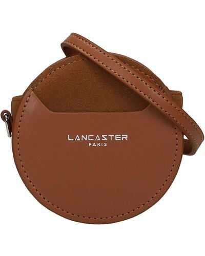 Lancaster Smooth Lune Shoulder Bag In Camel Suede And Leather - Natural