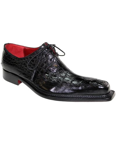 Fennix Frank Shoes Exotic Alligator / Calf-skin Leather Derby Oxfords (fx2709) - Black