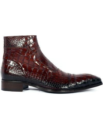 Jo Ghost 3239 Shoes Luisiana Crocodile Print Leather Ankle Boots (jg5321) - Brown