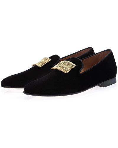 Superglamourous Godiva Velour Shoes Velvet Slip-on Slipper Formal Loafers (spgm1266) - Black