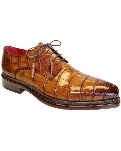 Fennix Gabriel Shoes Cognac Alligator Exotic Oxfords (fx1021) - Brown