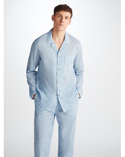 Derek Rose Modern Fit Pajamas Ledbury 72 Cotton Batiste - Blue