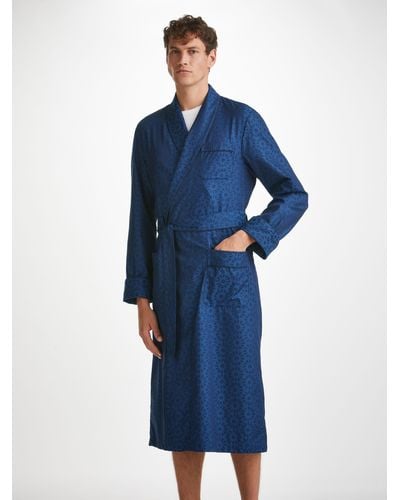 Derek Rose Dressing Gown Paris 26 Cotton Jacquard - Blue