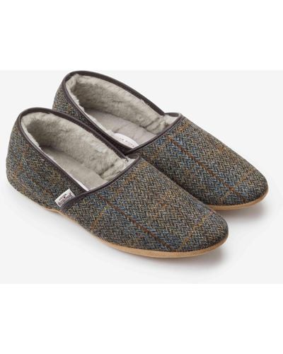 DEREK ROSE Crawford Leather-Trimmed Shearling-Lined Suede Slippers for Men