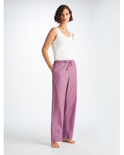 Derek Rose Lounge Pants Kate 10 Cotton Jacquard - Purple