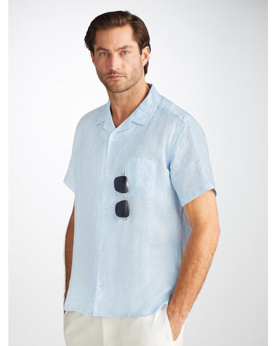 Derek Rose Shirt Milan 24 Linen - Blue