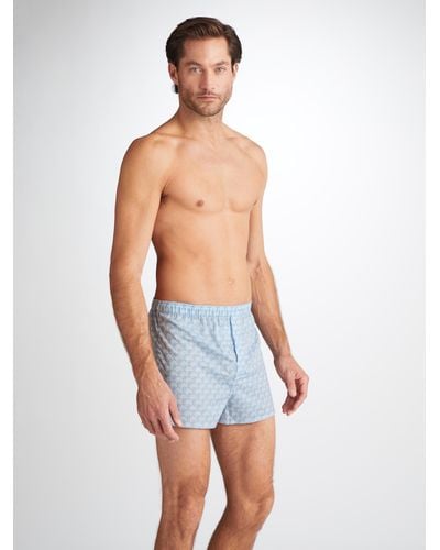 Derek Rose Modern Fit Boxers Ledbury 72 Cotton Batiste - Blue