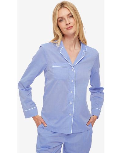 Derek Rose Pyjamas Amalfi Cotton Batiste - Blue