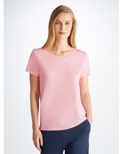Derek Rose T-shirt Lara Micro Modal Stretch Pink