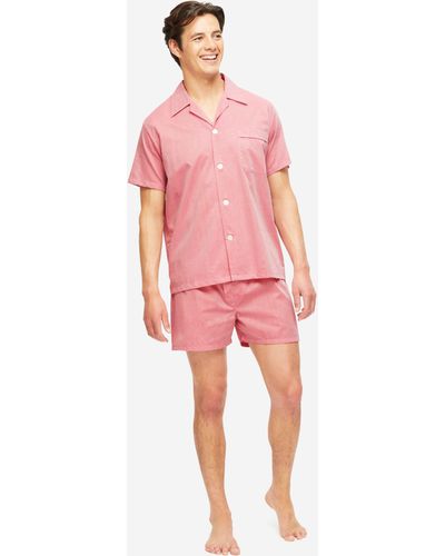 Derek Rose Short Pajamas Amalfi Cotton Batiste - Pink