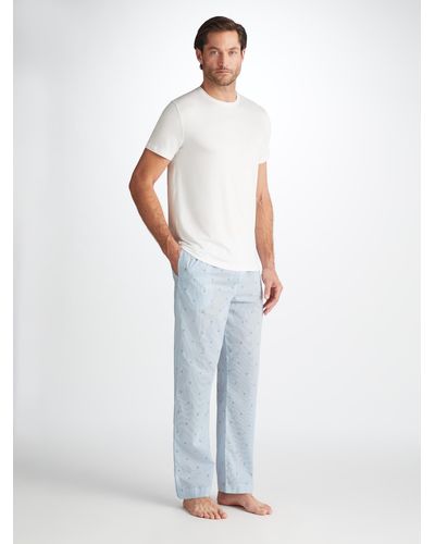 Derek Rose Lounge Trousers Nelson 100 Cotton Batiste - White