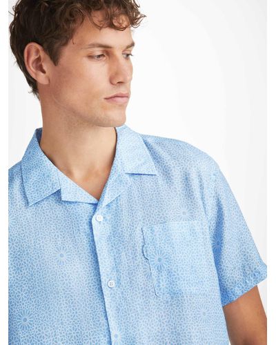 Derek Rose Shirt Milan 23 Linen - Blue