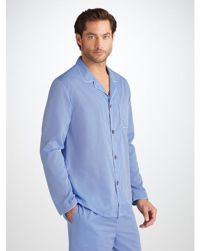 Derek Rose Modern Fit Pyjamas Amalfi Cotton Batiste - Blue