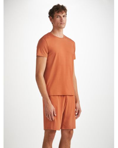 Derek Rose Lounge Shorts Basel Micro Modal Stretch Terracotta - Orange