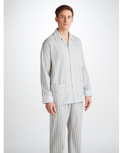 Derek Rose Classic Fit Pajamas Amalfi 20 Cotton Batiste - White
