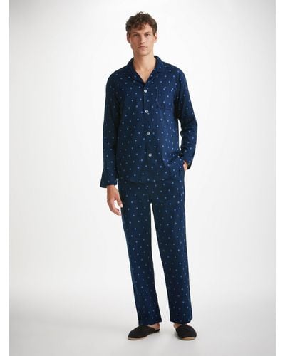 Derek Rose Modern Fit Pyjamas Nelson 98 Cotton Batiste - Blue