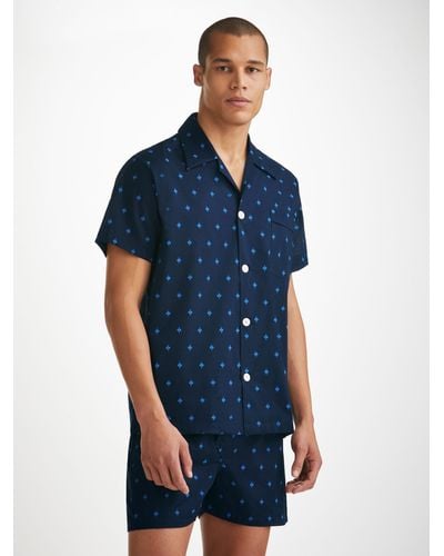 Derek Rose Nelson 98 Printed Cotton-poplin Pyjama Shorts in Blue for Men |  Lyst