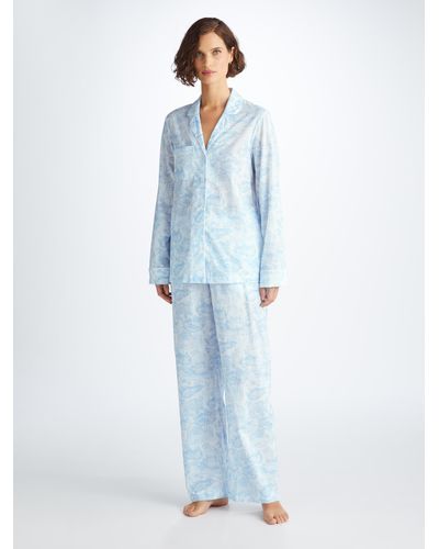 Derek Rose Pyjamas Ledbury 77 Cotton Batiste - Blue