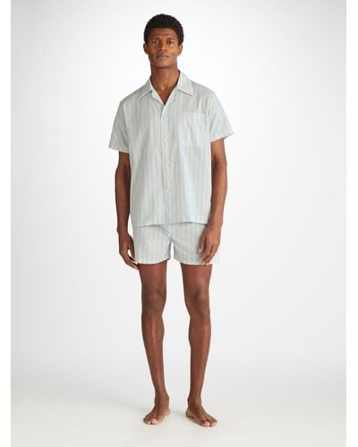 Derek Rose Short Pyjamas Amalfi 20 Cotton Batiste - White