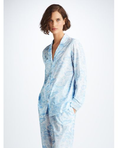 Derek Rose Pyjamas Ledbury 77 Cotton Batiste - Blue