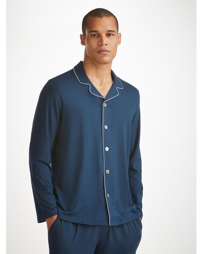Derek Rose Modern Fit Pajamas Basel Micro Modal Stretch Navy - Blue