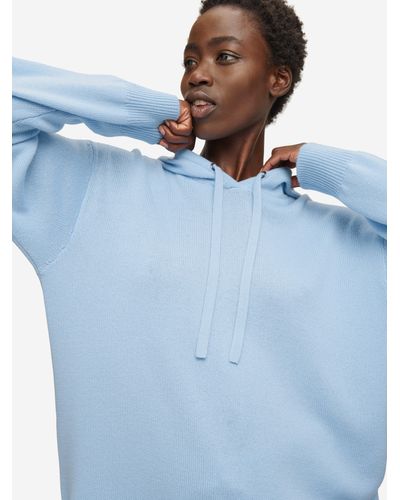 Derek Rose Relaxed Pullover Hoodie Daphne 10 Cashmere Sky - Blue