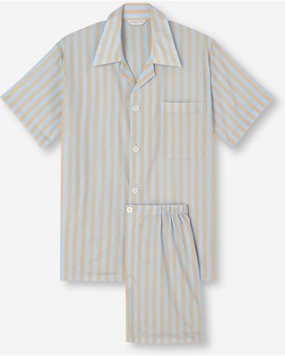 Derek Rose Short Pyjamas Amalfi 20 Cotton Batiste - White