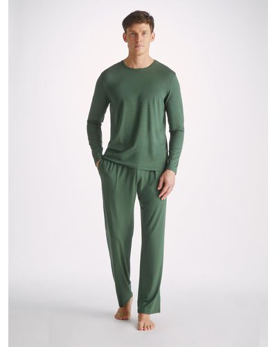 Derek Rose Lounge Trousers Basel Micro Modal Stretch - Green