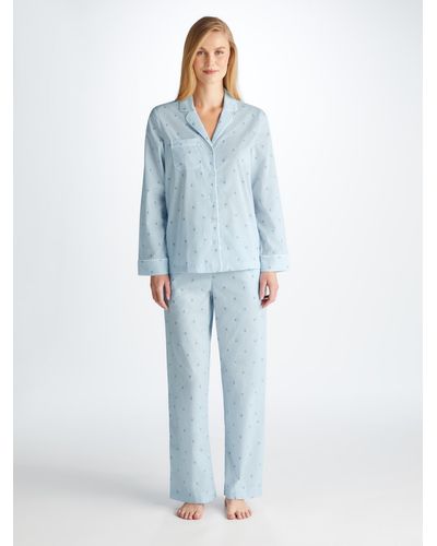Derek Rose Pyjamas Nelson 100 Cotton Batiste - Blue