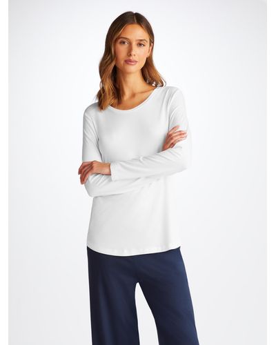 Derek Rose Long Sleeve T-shirt Lara Micro Modal Stretch - White