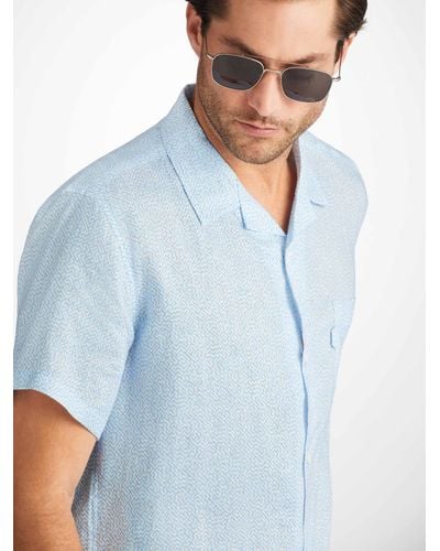 Derek Rose Shirt Milan 24 Linen - Blue