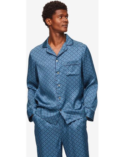 Derek Rose Pyjamas Brindisi 89 Silk Satin - Blue