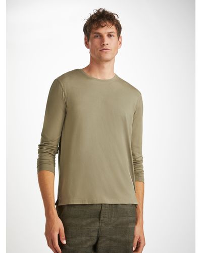 Derek Rose Long Sleeve T-shirt Basel Micro Modal Stretch - Green
