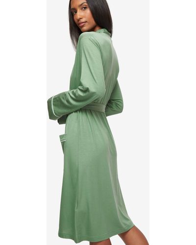 Derek Rose Dressing Gown Lara Micro Modal Stretch - Green