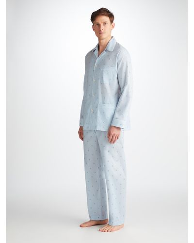 Derek Rose Classic Fit Pajamas Nelson 100 Cotton Batiste - Blue