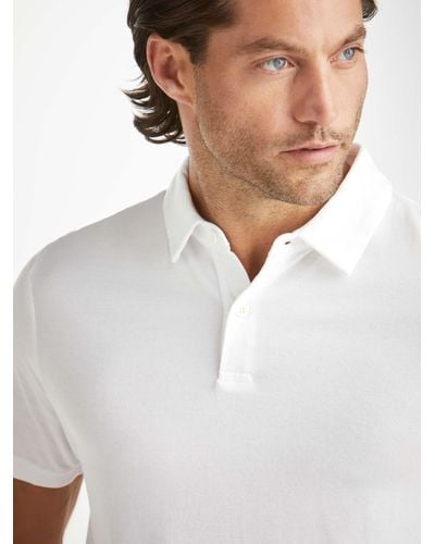 Derek Rose Polo Shirt Ramsay Pique Cotton - White