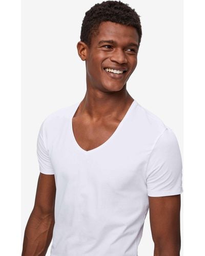 Derek Rose Underwear V-neck T-shirt Jack Pima Cotton Stretch - White