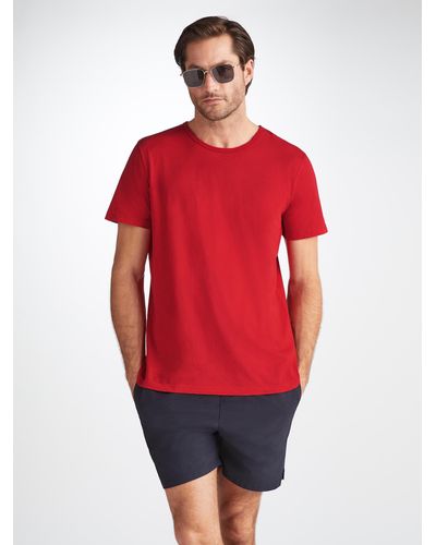 Derek Rose Short Sleeve T-shirt Riley 2 Pima Cotton - Red
