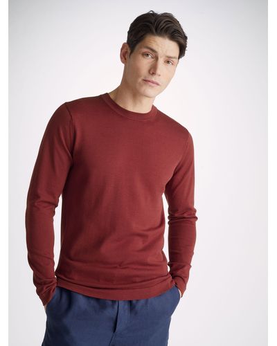Derek Rose Sweater Jacob Sea Island Cotton - Red