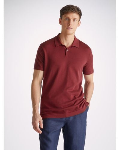 Derek Rose Polo Shirt Jacob Sea Island Cotton - Red