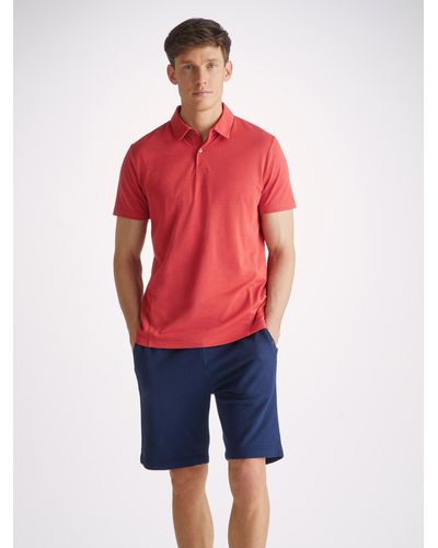Derek Rose Polo Shirt Ramsay Pique Cotton - Red