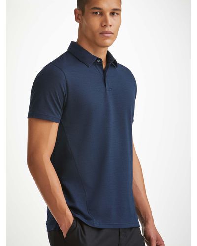 Derek Rose Polo Shirt Ramsay 2 Pique Cotton - Blue