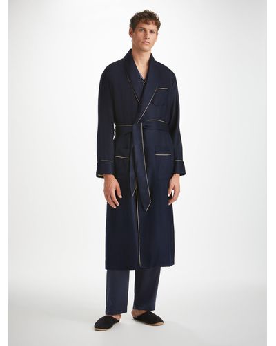 Derek Rose Dressing Gown Duke Cashmere - Blue