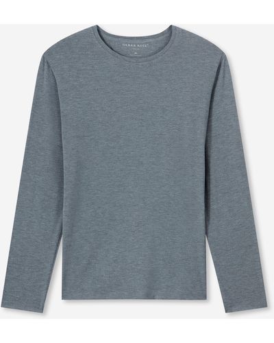 Derek Rose Long Sleeve T-shirt Marlowe Micro Modal Stretch - Grey