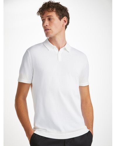 Derek Rose Polo Shirt Jacob Sea Island Cotton - White