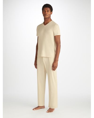 Derek Rose Lounge Trousers Basel Micro Modal Stretch - White