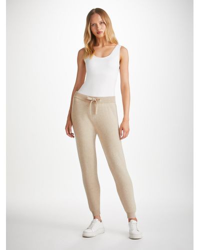 Derek Rose Track Trousers Daphne Cashmere Fawn - White