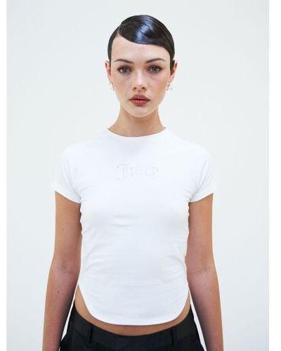 Juicy Couture Shrunken Diamante T-Shirt - White