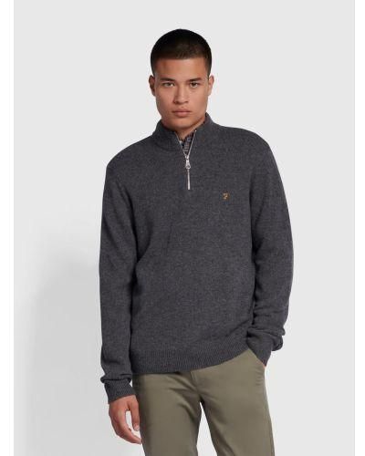 Farah Marl Birchall Quarter Zip Sweatshirt - Grey