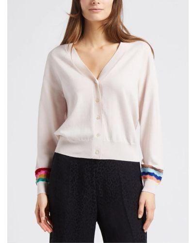 Paul Smith Off- Knitted Button Fasten Cardigan - White